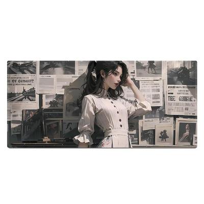 SUYA报纸少女鼠标垫超大