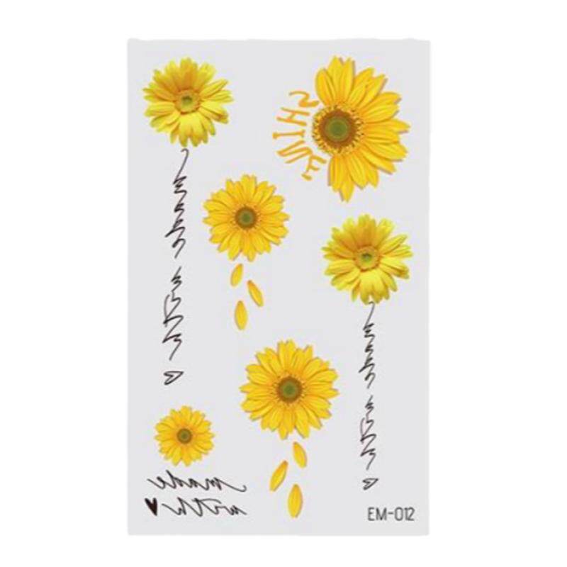 森系花瓣水印贴纸向日葵小雏菊