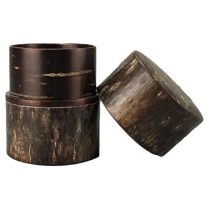 日式里外樱皮茶叶罐木制天然手工