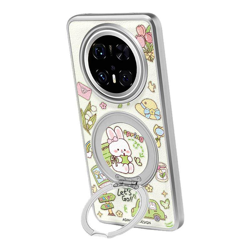 春日萌兔适用华为mate70手机壳新款mate60pro全包mt70pro+素皮高级mate60小清新mate70pro旋转磁吸带支架壳女