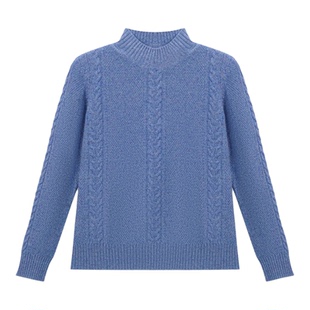 ZB/珍贝秋冬新款品新年红山羊绒100女式半高领绞花套衫T搭/55057