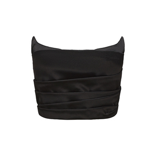 [甄选3折]NanaJacqueline缎面猫耳套装女复古性感叠褶短上衣伞裙