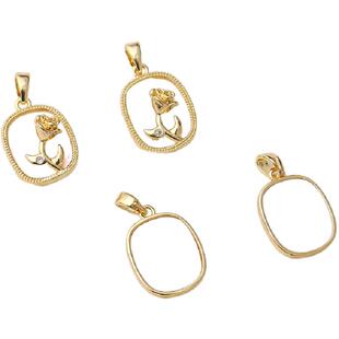 14K包金保色玫瑰花白贝吊坠手工diy手链小挂件项链项坠配件