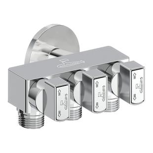 潜水艇一进三出球阀全开大流量四通阀分水器黄铜三角阀洗衣机龙头