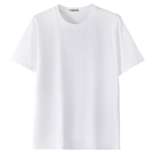 纯白色短袖t恤男夏宽松手绘班服半袖纯棉圆领空白广告衫LOGO定制