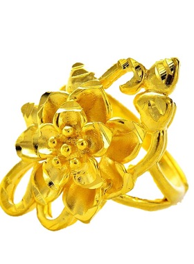 婚庆大花镀金戒指礼物久不褪色