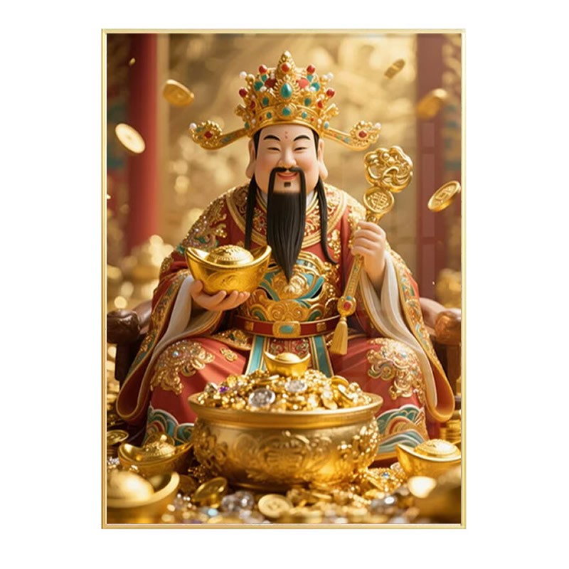 财神爷方钻钻石画2026新款高级感聚宝盆粘砖贴钻石十字绣满钻手工