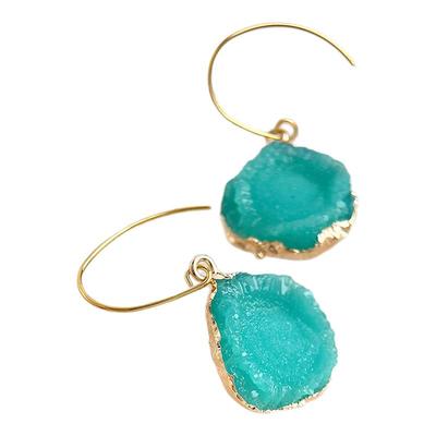 蓝色眼泪春夏清新时尚不规则宝石吊坠耳钩耳环小众设计耳饰2025新