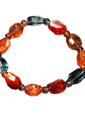 天然冰透阿鲁沙长石随形手链情侣