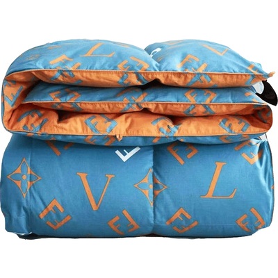 印花双层羽绒被壳全棉透气防钻绒