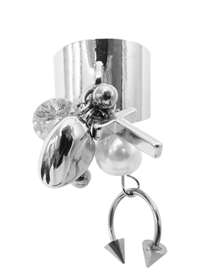 OCTO VITA摇滚巴洛克原创设计戒指 珍珠爱心铆钉穿孔金属朋克指环