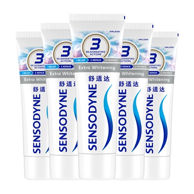 【胡可直播推荐】舒适达美白配方抗敏感牙膏100g*5清洁口腔含氟