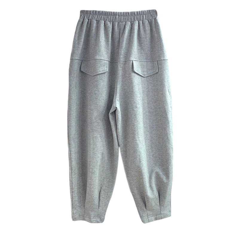 2025春季韩版新款九分宽松压褶小脚松紧腰休闲裤运动高腰百搭显瘦