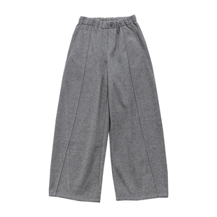 KNgs 冬季复古人字纹加厚加绒松紧腰毛呢九分哈伦裤廓形休闲裤女