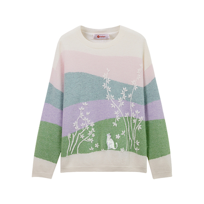 皮皮狗25秋季新款圆领绣花套衫