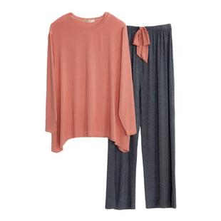 春秋莫代尔女士睡衣长袖长裤套装薄款大码宽松瑜伽休闲月子家居服