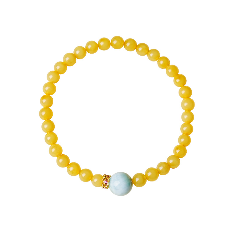 宫里上新蜜蜡手串女天然正品鸡油黄琥珀新中式手链送妈妈生日礼物