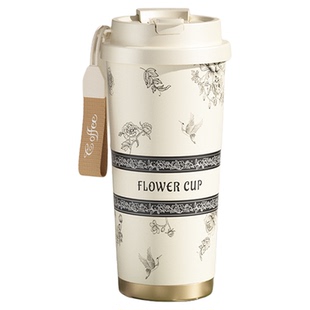 咖啡杯不锈钢陶瓷保温杯礼盒套装刻字双饮口奶茶女生高级生日送物