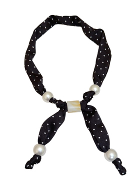 韩系波点串珠丝巾项链