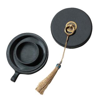 善琏湖笔 火锅砚台 砚台书法专用初学者毛笔安徽歙砚毛笔保湿不干墨原石小楷书法可研墨墨汁天然原石带盖迷你