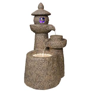 日式庭院鱼池景观 阳台院子花园造景布置 别墅户外流水喷泉摆件