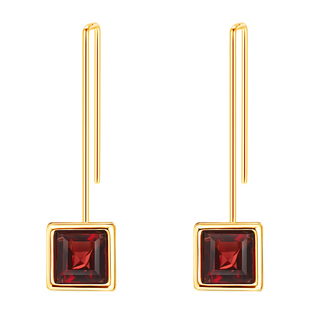 【门店同款】CIRCLE珠宝窗户系列天然石榴石18K金红色宝石耳环女