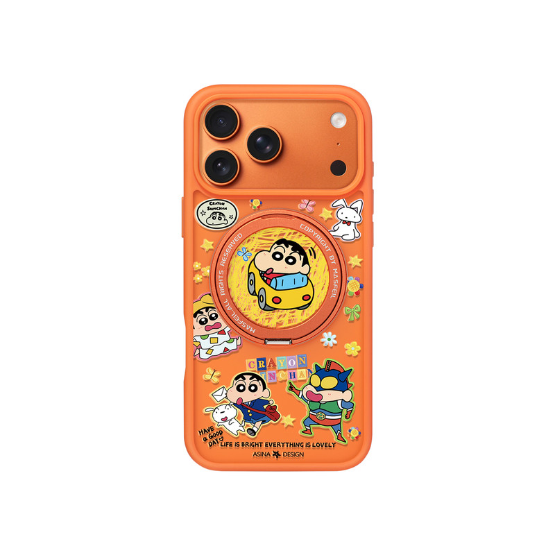 ZHIZHE×阳光小新适用苹果17手机壳iPhone17pro新款带支架ip17promax全包女Fo5磁吸支点可爱高级感保护套