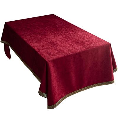 红色圆形美式风结婚庆餐桌布定制