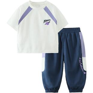 [吸湿速干]齐齐熊男童夏装套装儿童运动服宝宝夏季薄潮短袖九分裤