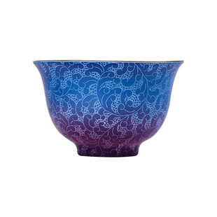 景德镇官方陶瓷茶杯手工双色扒花三才盖碗主人杯女士高档个人专用