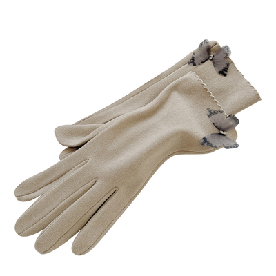 德绒手套女春秋款加绒开车骑行