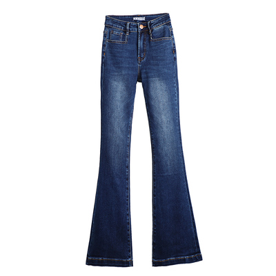 修身拖地弹力高腰百搭牛仔裤加长