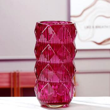 加厚水晶玻璃花瓶卢索扁方家居装饰品轻奢摆件客厅插花水养花器