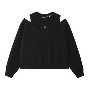 FILA FUSION斐乐潮牌女子套头卫衣2026秋新款休闲宽松假两件上衣
