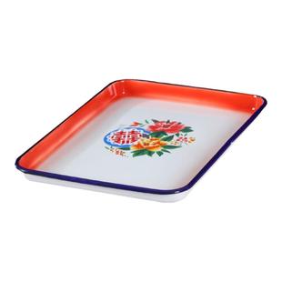 老式搪瓷盘子长方形甘肃麻辣烫大茶盘80年代怀旧地摊火锅摆菜盘子