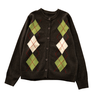 菱形格软糯针织衫女秋冬显瘦毛衣