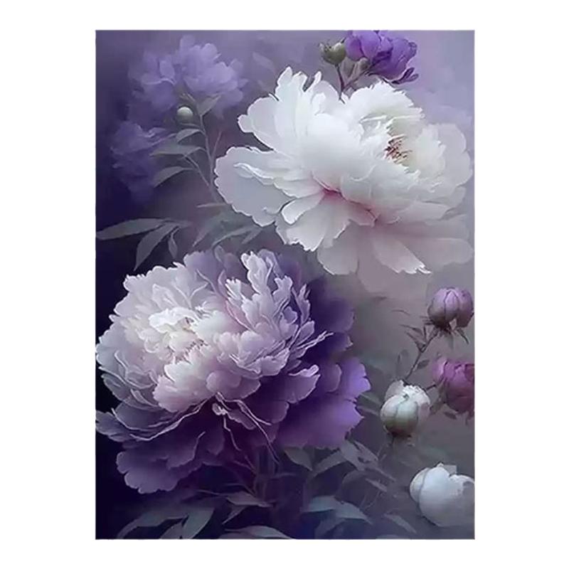 客厅紫色牡丹花十字绣钻石画