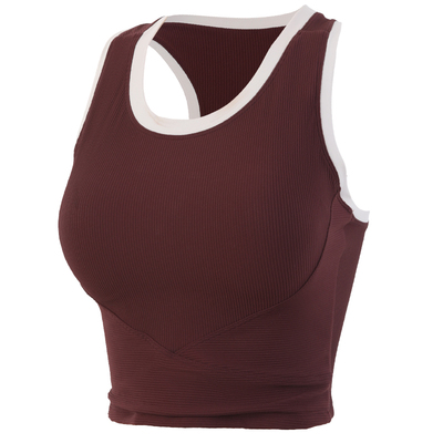 dcw撞色固定胸垫长款运动背心女