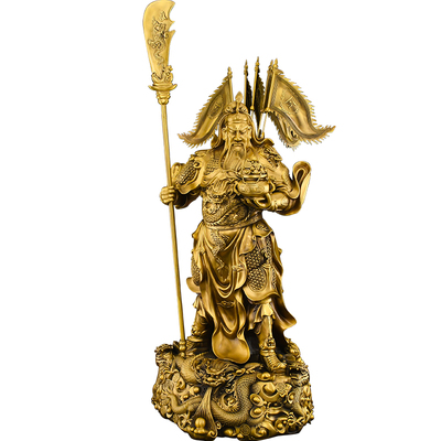 铜武财神九龙关公神像供奉黄铜关公摆件佛像客厅公司商铺开业送礼