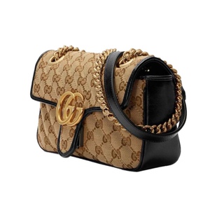 9.5新Gucci/古驰马蒙金标Logo麂皮乌木色/黑色女款迷你单肩包