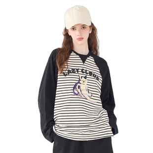 【Fuzzy style】a02猫咪印花长袖T恤上衣女内搭打底2025春秋新品