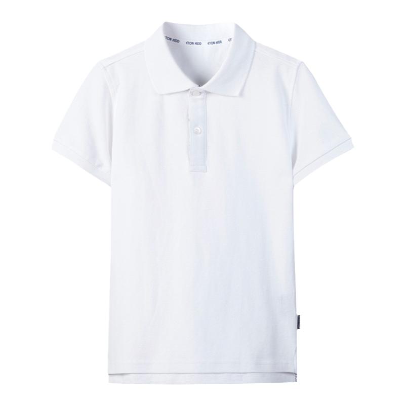伊顿纪德T恤男女童中小学生白色短袖中式立领polo衫校服夏季