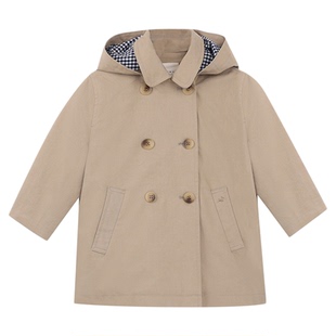 允儿妈女童春季莱赛尔中长款连帽风衣宝宝洋气外套儿童洋气上衣潮