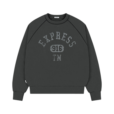 916 express 复古休闲宽松字母圆领毛圈卫衣