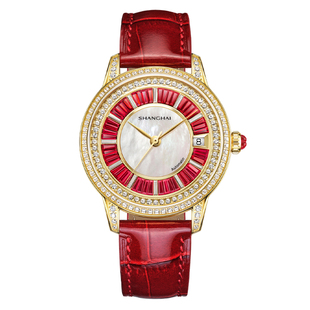 【七夕礼物】上海手表女摩登系列水晶自动机械表时尚腕表36mm