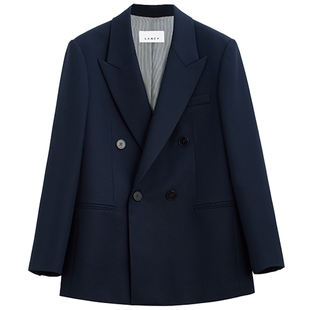 【纯羊毛】LANCY/朗姿2026春新款职业戗驳领西装外套直筒西裤套装