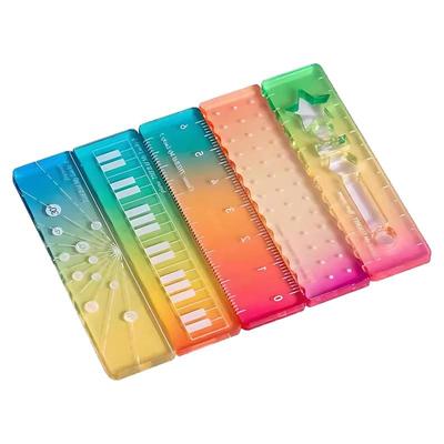 彩虹渐变迷你口袋尺5cm多功能