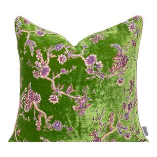 VANCASA芳蕊春晖 法式中国风抱枕绿色中式靠枕套沙发客厅靠垫高级