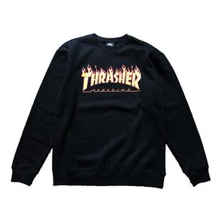 现货日版Thrasher flame 火焰加绒情侣 套头卫衣 嘻哈街头潮牌