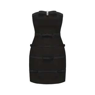 【赵美延同款】NanaJacqueline蝴蝶结抹胸连衣裙新款高级弹力性感